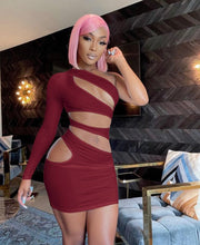 Load image into Gallery viewer, Sexy Single Shoulder Sleeve Hollow Out MIni Dress
