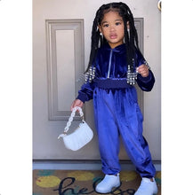 Load image into Gallery viewer, Kids Velvet Long Sleeve Hooded Jumpsuit
