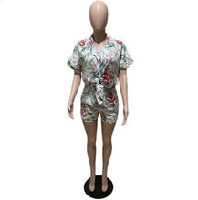 Load image into Gallery viewer, Fashion Printed Bandage Shirt And Shorts 2 Piece Set

