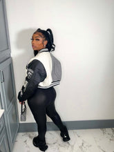 Load image into Gallery viewer, Fashion Print Rib Patchwork Baseball Jacket
