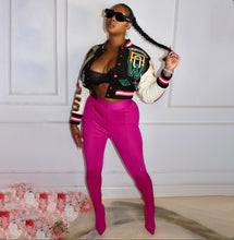 Load image into Gallery viewer, Fashion Print Rib Splicing Baseball Jacket
