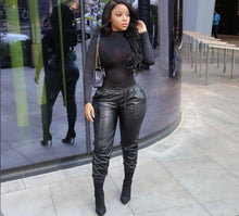 Load image into Gallery viewer, Sexy Bright Leather Split Skinny Pants
