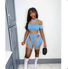 Load image into Gallery viewer, Short Sleeve Printed Mesh Rompers
