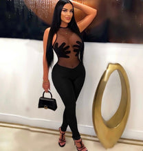 Load image into Gallery viewer, Hand Printed Mesh Zipper Patchwork Jumpsuit
