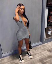 Load image into Gallery viewer, Print Deep V Neck Mini Dress
