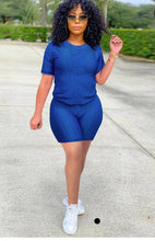 Load image into Gallery viewer, A Sports Casual Round Neck Solid Color Short Sleeve Shorts Two Piece Sets
