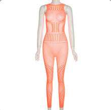 Load image into Gallery viewer, Sexy Sleeveless See-through Hollow Out Tight Jumpsuit
