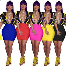 Load image into Gallery viewer, Plus Size Sequin Patchwork Deep V Club Dress
