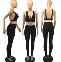 Load image into Gallery viewer, Solid Sexy Vest Top And Pants Slim 2 Piece Sets

