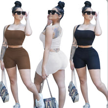 Load image into Gallery viewer, Rib Solid Color Tank Top Shorts Two Piece Set
