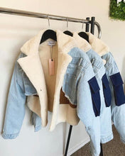 Load image into Gallery viewer, Fleece Patch Denim Jacket
