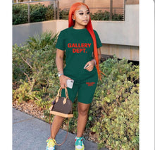 Load image into Gallery viewer, Plus Size Letter Print Short Sleeve Shorts 2 Piece Set
