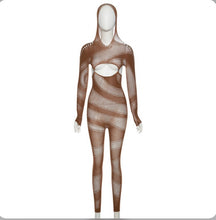 Load image into Gallery viewer, Solid Hollow Out Hooded Knits Jumpsuit
