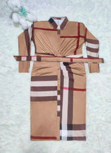 Load image into Gallery viewer, Stripe Print Tie Up Shirt Dress
