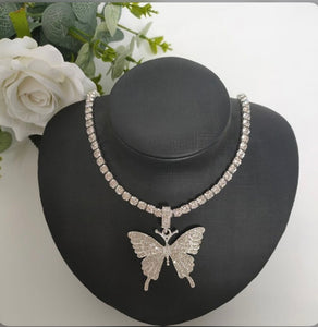Big Butterfly Pandant Full Rhinestone Necklace Choker