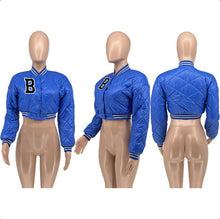 Load image into Gallery viewer, B Letter Print Short Baseball Jacket
