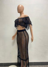 Load image into Gallery viewer, See Through Knit Tassel Two Piece Skirts Set

