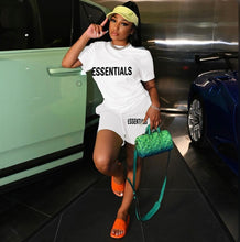 Load image into Gallery viewer, Plus Size Letter Print Loose T Shirt And Shorts Two Piece Set
