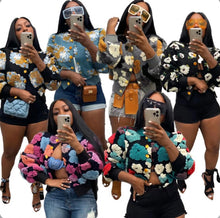 Load image into Gallery viewer, Flower Single-breasted Long Sleeve Coats
