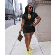 Load image into Gallery viewer, Fashion Zip Pocket Solid Color Mini Dress
