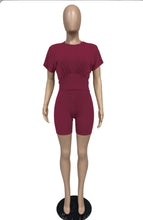 Load image into Gallery viewer, Casual Solid Short Sleeve Two Piece Shorts Set
