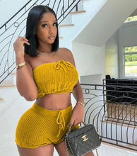 Load image into Gallery viewer, Casual Knitted Tube Top Shorts Two Piece Set
